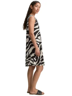 Tom Tailor Kleider*Jersey Kleid mit Rückendetail abstract beige zebra