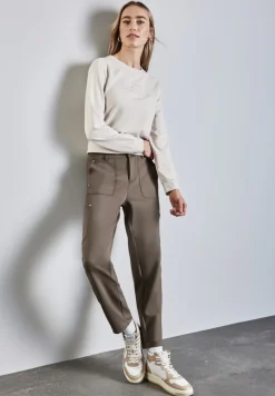 Street One Hosen*Jersey Twill Cargo-Hose muddy brown