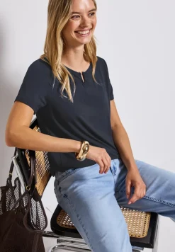 Street One Shirts*Jersey-Shirt mit Cut-Out deepwater blue