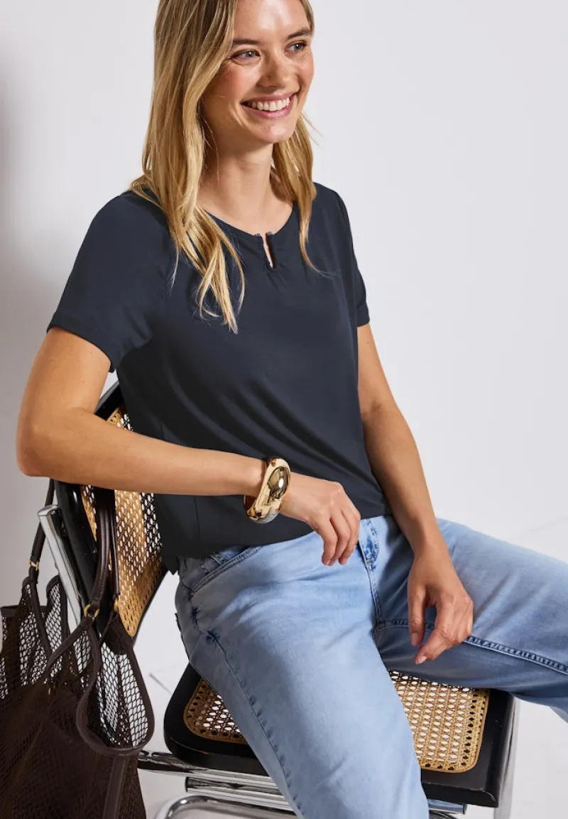 Street One Shirts*Jersey-Shirt mit Cut-Out deepwater blue