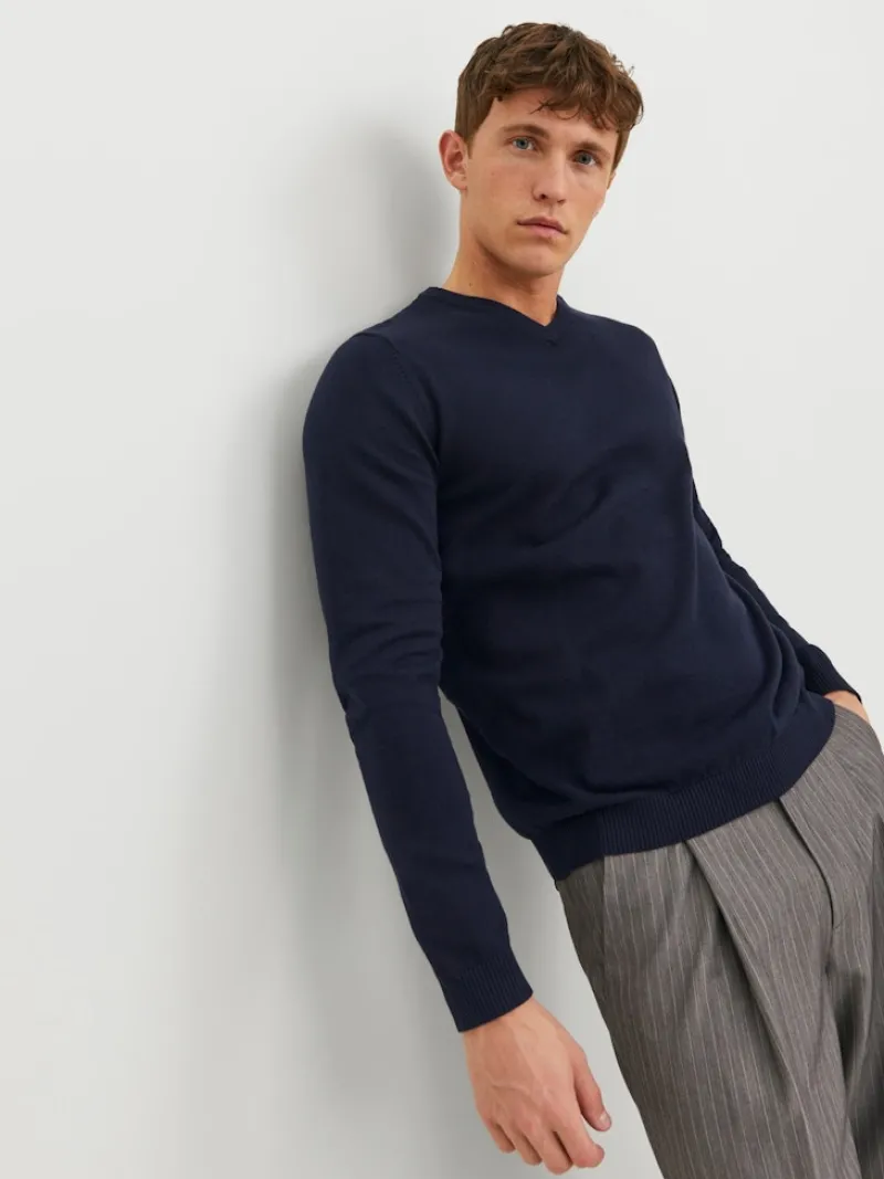 Jack & Jones Pullover & Sweatshirts*JJEBASIC KNIT V-NECK NOOS navy blazer1