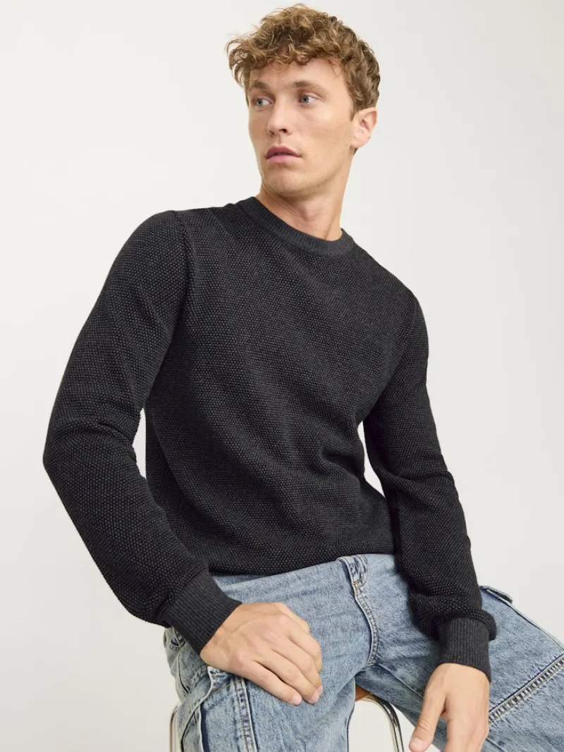 Jack & Jones Pullover & Sweatshirts*JJEGLOBE KNIT CREW NECK NOOS Dark Grey Melange