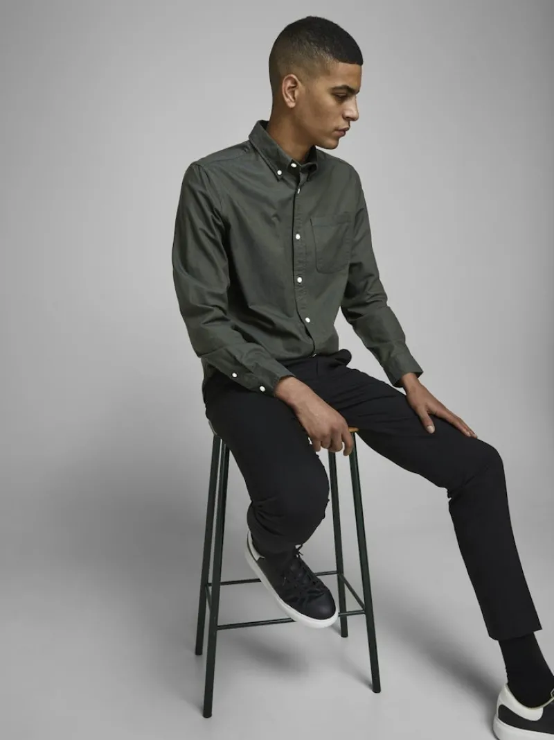 Jack & Jones Hemden*JJEOXFORD BASIC SHIRT L/S NOOS dunkelgrün