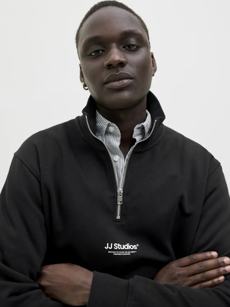 Jack & Jones Pullover & Sweatshirts*JJESOHO SWEAT QUARTER ZIP HN NOOS Black