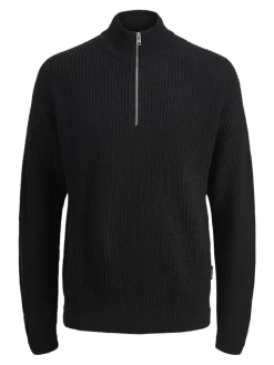 Jack & Jones Pullover & Sweatshirts*JJKAITO KNIT HALF ZIP BF Black