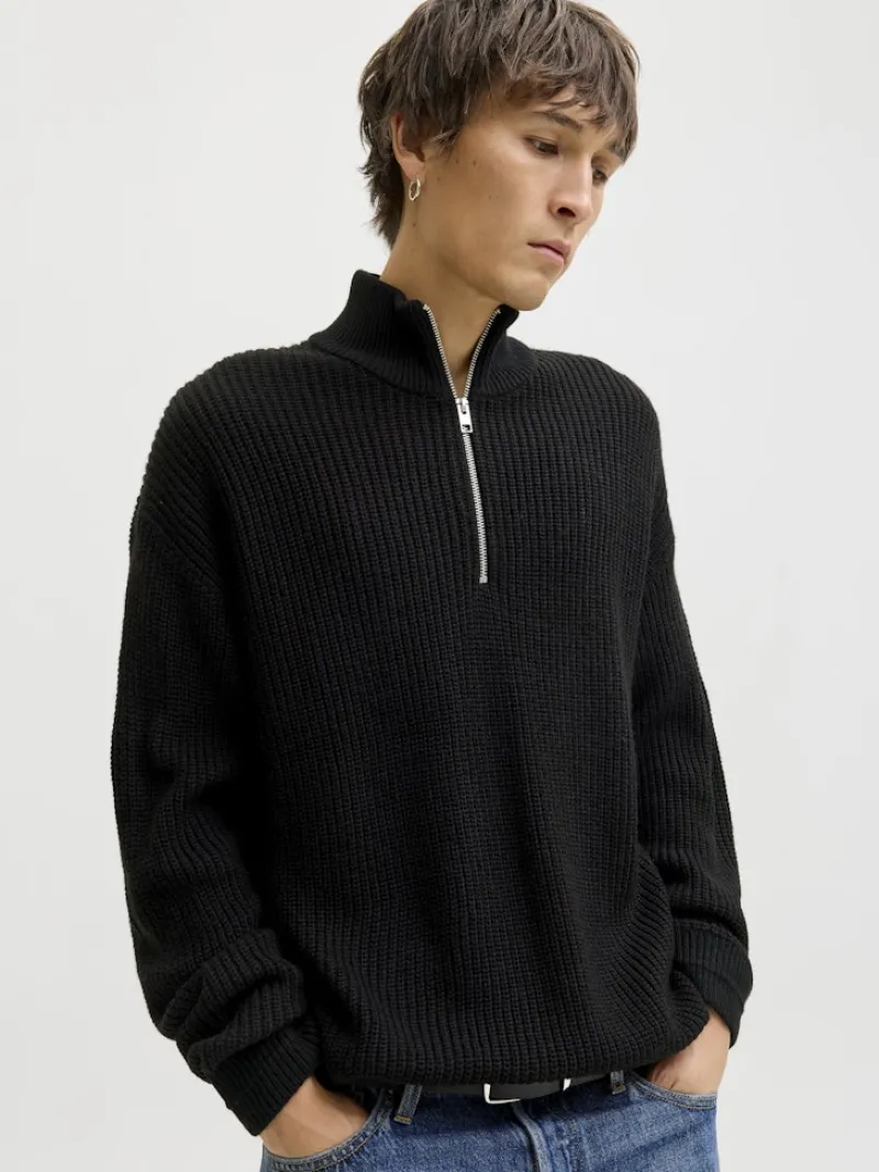 Jack & Jones Pullover & Sweatshirts*JJKAITO KNIT HALF ZIP BF Black
