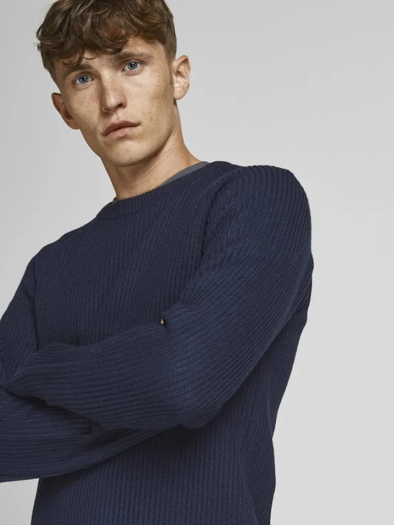 Jack & Jones Pullover & Sweatshirts*JJPANNEL KNIT CREW NECK PRE navy blazer1
