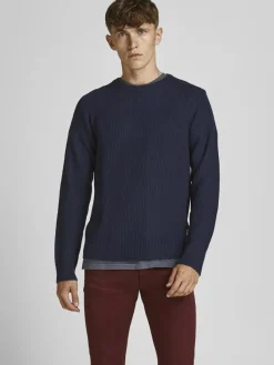 Jack & Jones Pullover & Sweatshirts*JJPANNEL KNIT CREW NECK PRE navy blazer1