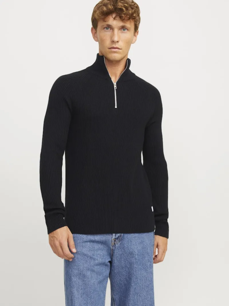 Jack & Jones Pullover & Sweatshirts*JJPANNEL KNIT HALF ZIP AW24 Black
