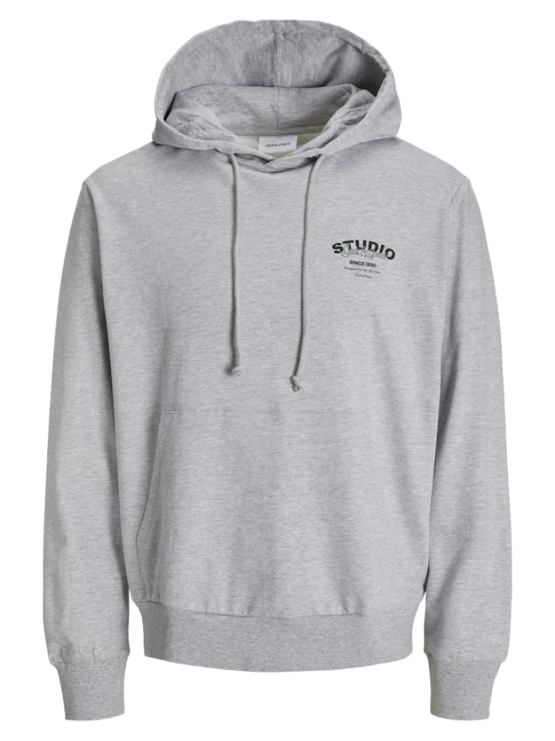 Jack & Jones Pullover & Sweatshirts*JJYUKI SWEAT HOOD BF Light Grey Melange-Small print