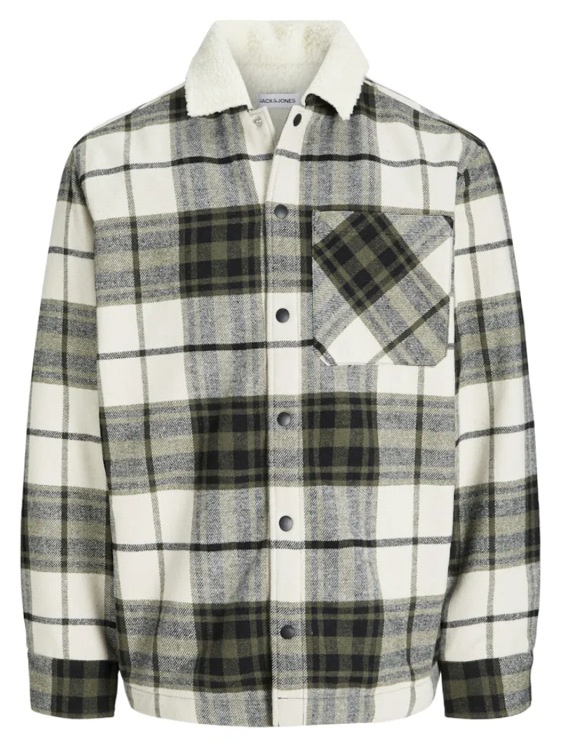 Jack & Jones Hemden*JJZAC TEDDY OVERSHIRT LS Dusty Olive