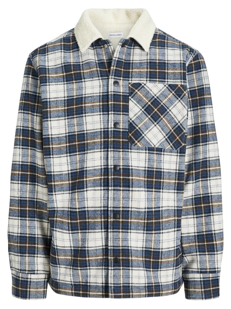 Jack & Jones Hemden*JJZAC TEDDY OVERSHIRT LS Cloud Dancer