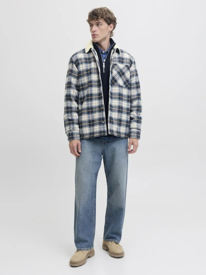 Jack & Jones Hemden*JJZAC TEDDY OVERSHIRT LS Cloud Dancer