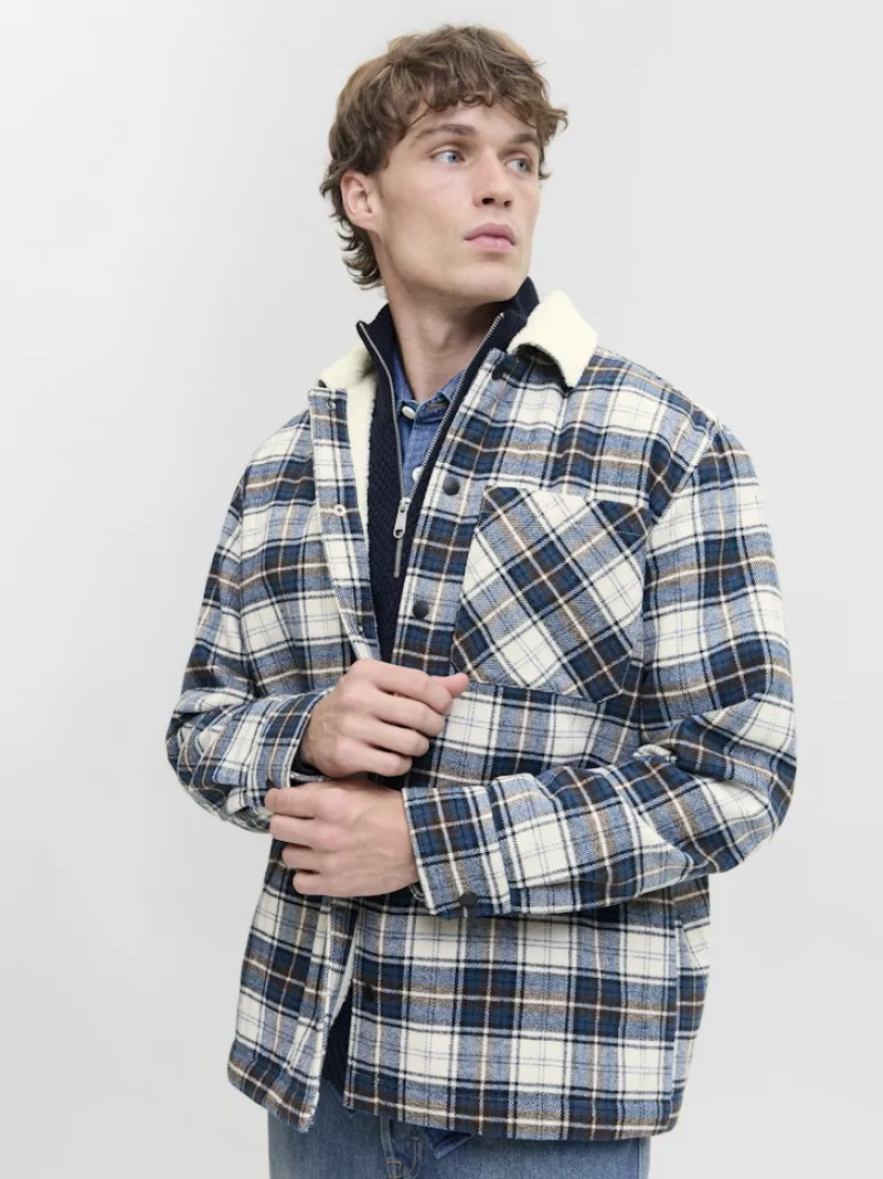 Jack & Jones Hemden*JJZAC TEDDY OVERSHIRT LS Cloud Dancer