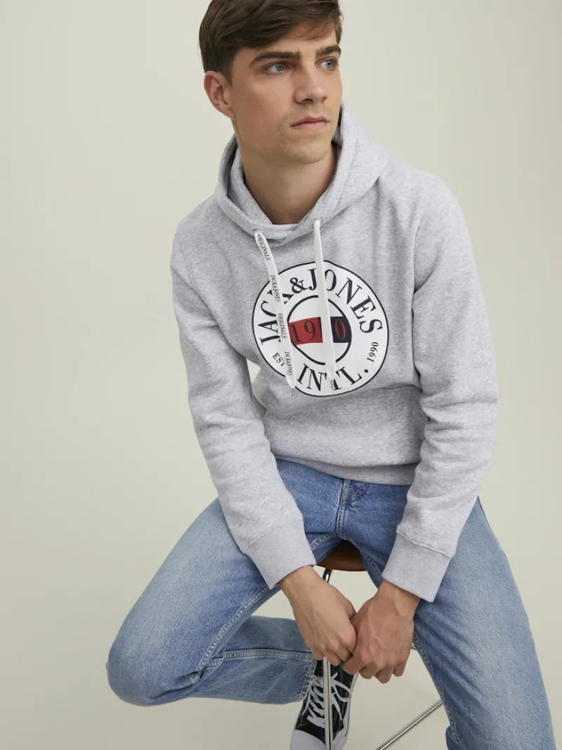 Jack & Jones Pullover & Sweatshirts*JORINTERNATIONAL SWEAT HOOD LN Light Grey Melange
