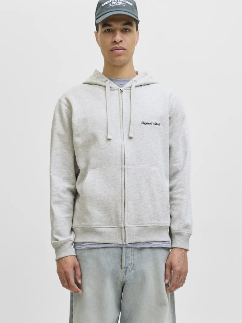 Jack & Jones Pullover & Sweatshirts*JORNORREBRO EMB SWEAT ZIP HOOD NOOS White Melange