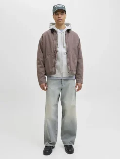 Jack & Jones Pullover & Sweatshirts*JORNORREBRO EMB SWEAT ZIP HOOD NOOS White Melange