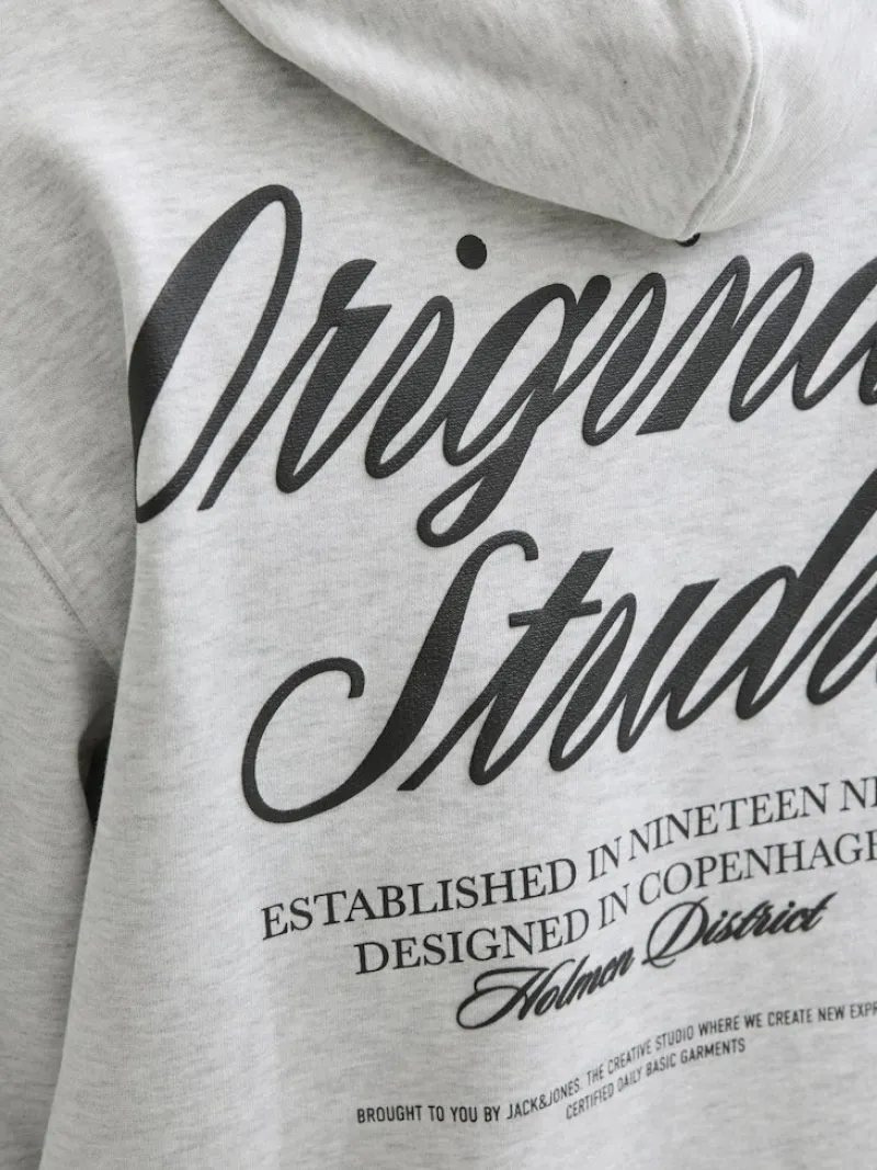 Jack & Jones Pullover & Sweatshirts*JORNORREBRO TYPO BACK SWEAT HOOD SN White Melange