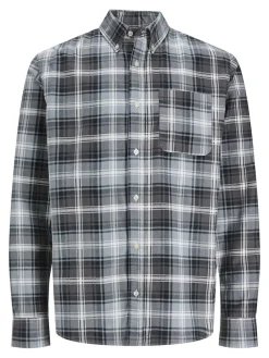 Jack & Jones Hemden*JPRBLUBROOK CORD X-MAS SHIRT L/S CH LN whisper white