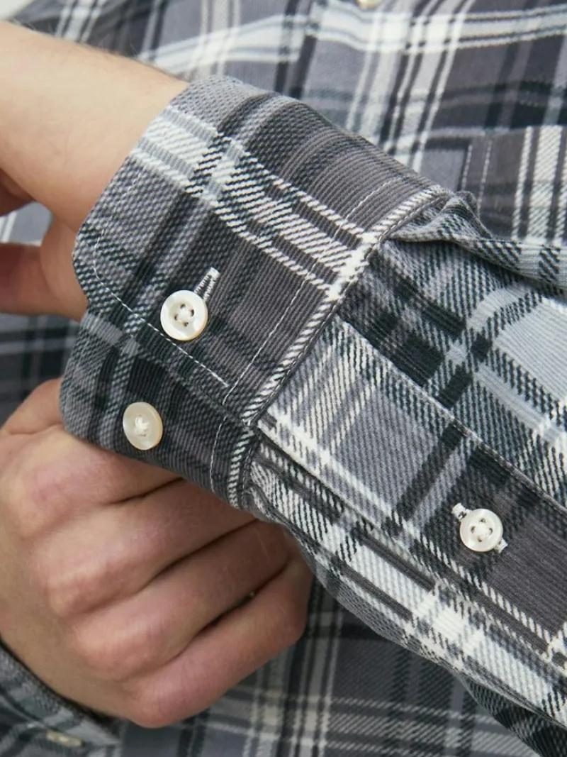 Jack & Jones Hemden*JPRBLUBROOK CORD X-MAS SHIRT L/S CH LN whisper white