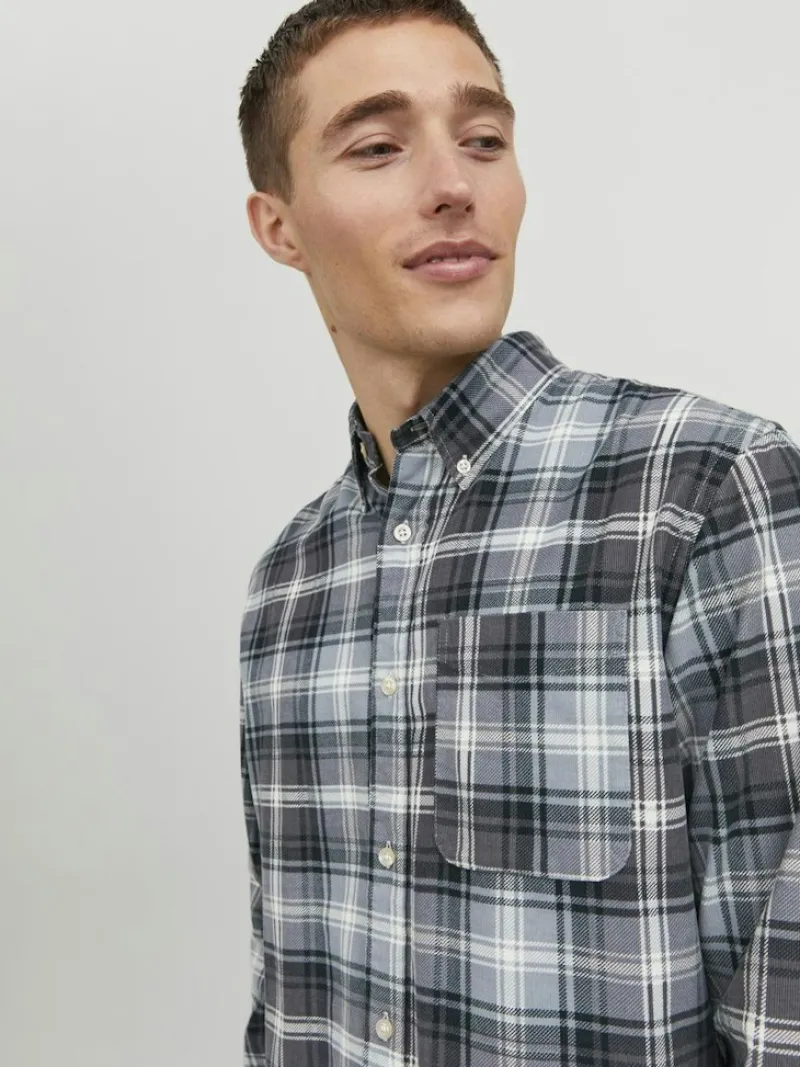 Jack & Jones Hemden*JPRBLUBROOK CORD X-MAS SHIRT L/S CH LN whisper white