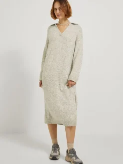 JJXX Kleider*JXARIELLA POLO NECK DRESS KNIT Cloud Dancer