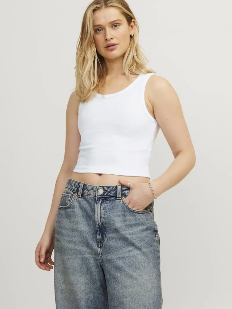 JJXX Shirts*JXFALLON STR SL RIB TOP JRS NOOS Bright White