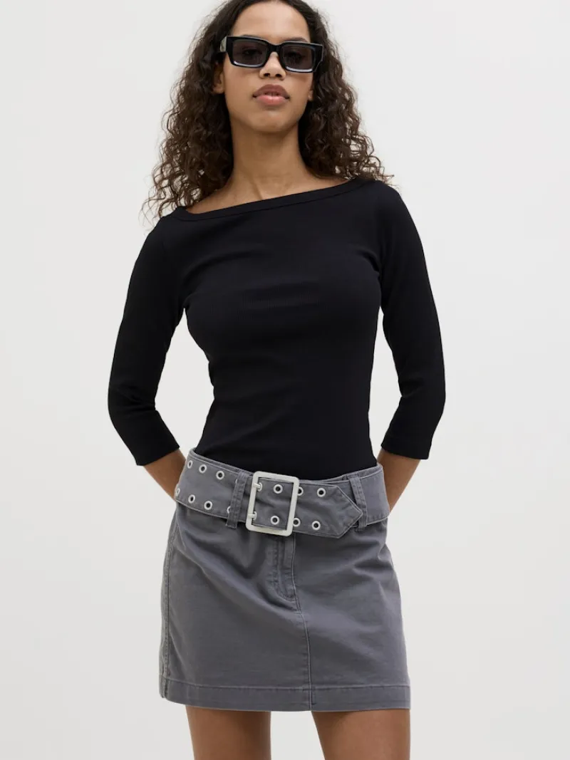 JJXX Shirts*JXFIFI STR 3/4 BOATNECK TOP JRS NOOS Black