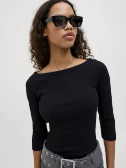 JJXX Shirts*JXFIFI STR 3/4 BOATNECK TOP JRS NOOS Black