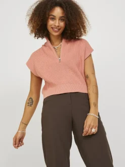 JJXX Pullover & Sweatshirts*JXFLORENCE TWIST HALF ZIP VEST KNIT SN coral haze