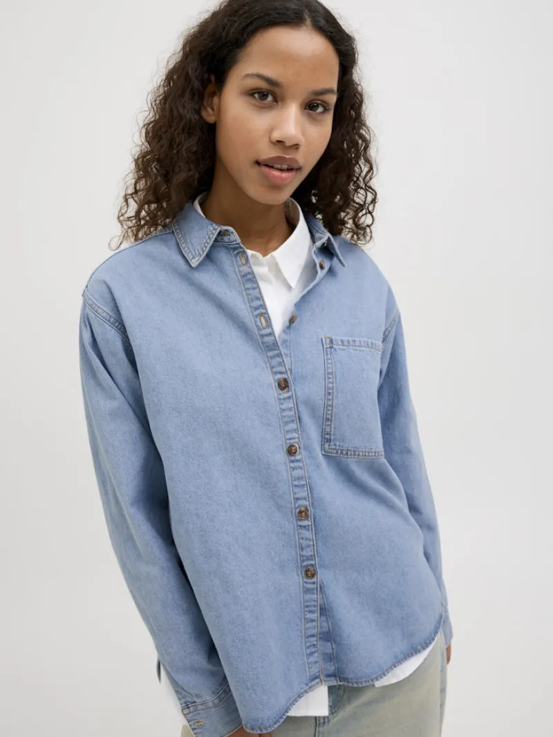 JJXX Blusen*JXJADE COMF LS SHIRT DNM Light Blue Denim