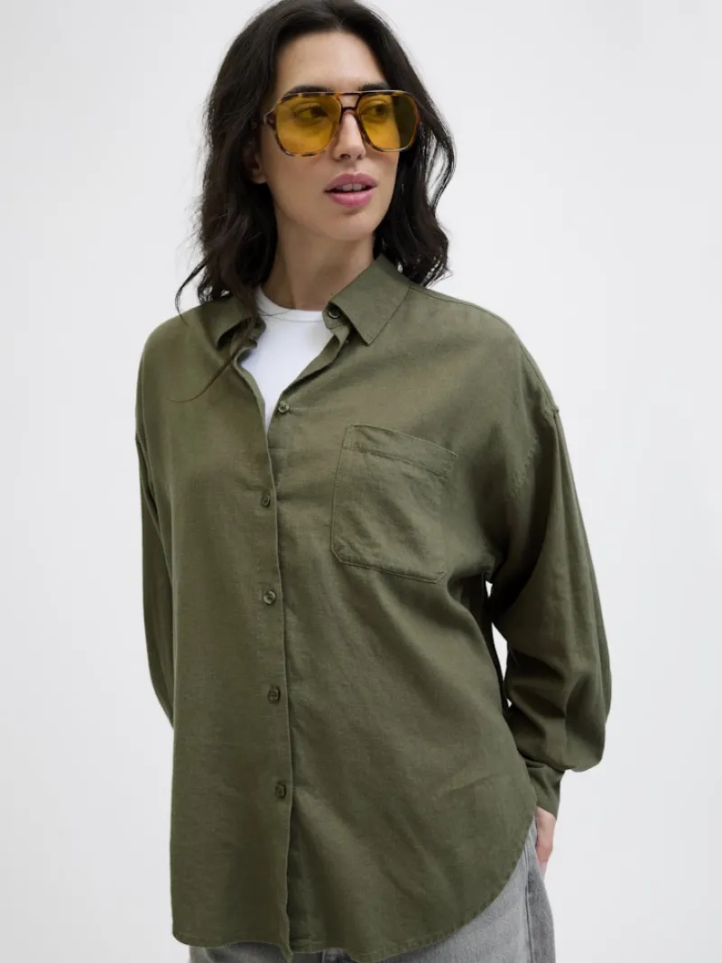 JJXX Blusen*JXJAMIE BREEZE SUMMER LS SHIRT WVN SN Dusty Olive