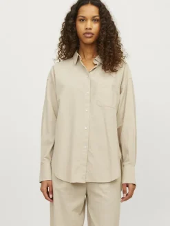 JJXX Blusen*JXJAMIE LS RLX LINEN BLEND SHIRT WVN SN Cement