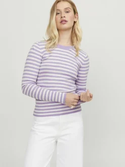 JJXX Pullover & Sweatshirts*JXJODI TIGHT STRIPE CREW NECK KNIT NOOS lilac breeze