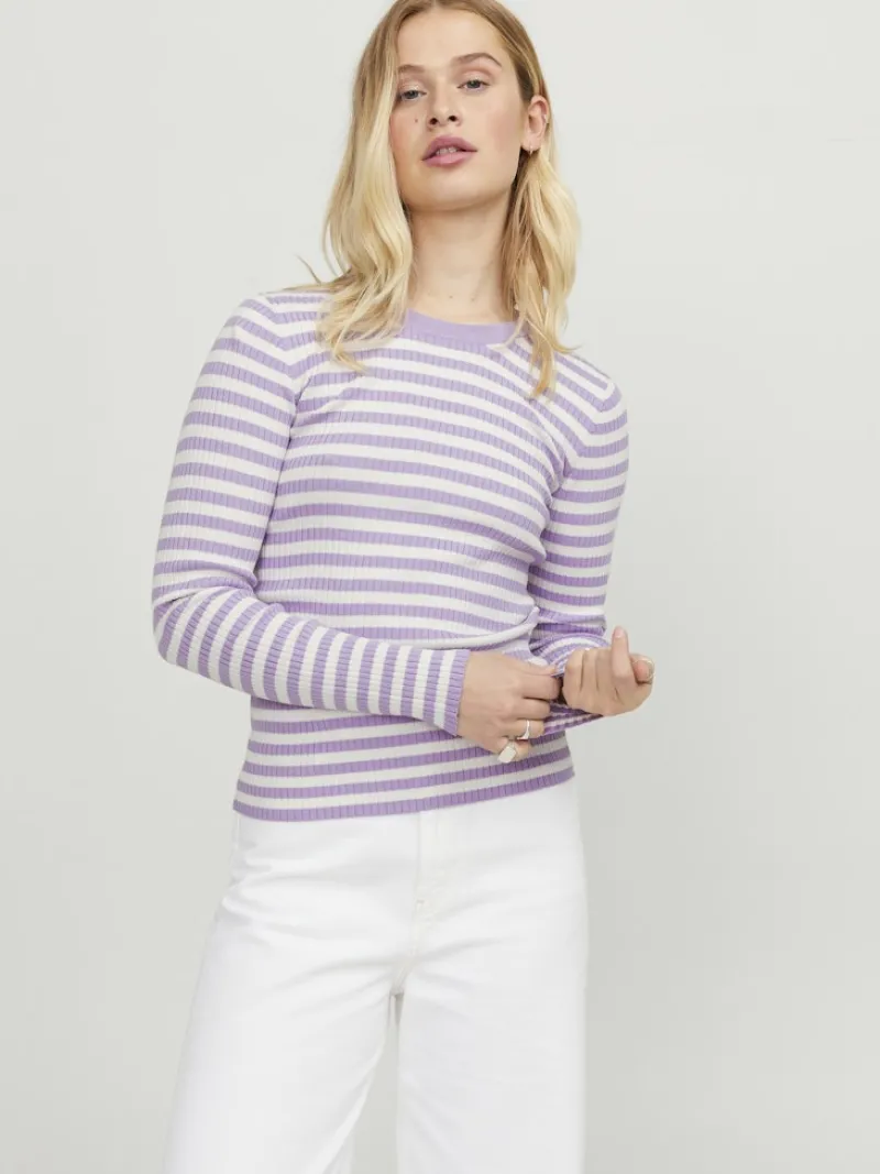 JJXX Pullover & Sweatshirts*JXJODI TIGHT STRIPE CREW NECK KNIT NOOS lilac breeze