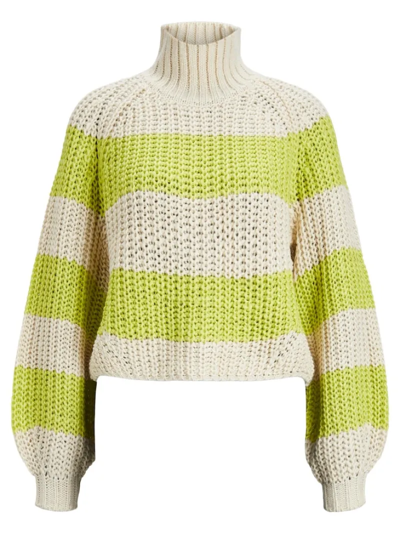 JJXX Pullover & Sweatshirts*JXKELVY CHUNKY STRIPE HIGH NECK KNIT SN bone white