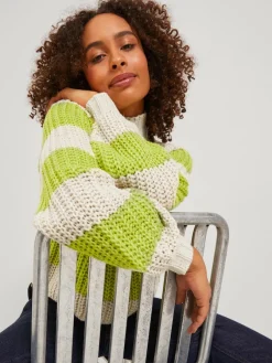 JJXX Pullover & Sweatshirts*JXKELVY CHUNKY STRIPE HIGH NECK KNIT SN bone white