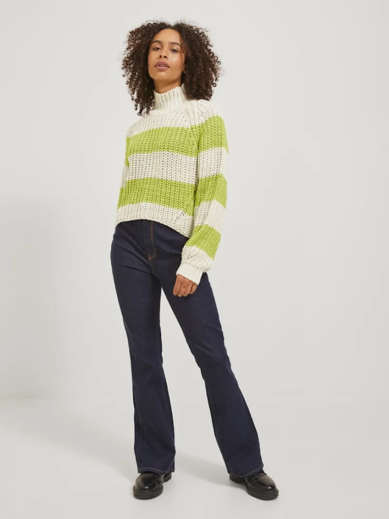 JJXX Pullover & Sweatshirts*JXKELVY CHUNKY STRIPE HIGH NECK KNIT SN bone white