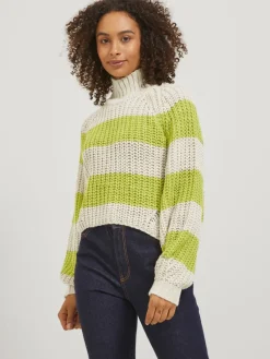 JJXX Pullover & Sweatshirts*JXKELVY CHUNKY STRIPE HIGH NECK KNIT SN bone white