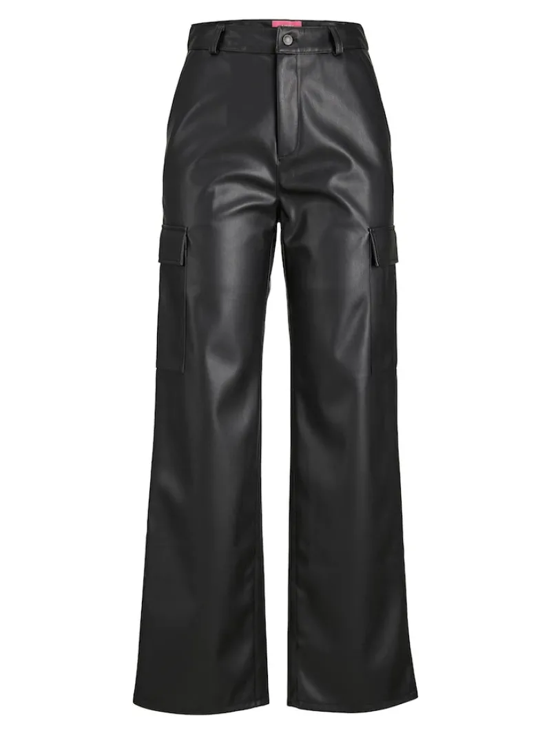 JJXX Hosen*JXKENYA FAUX LEATHER CARGO PANTS Black