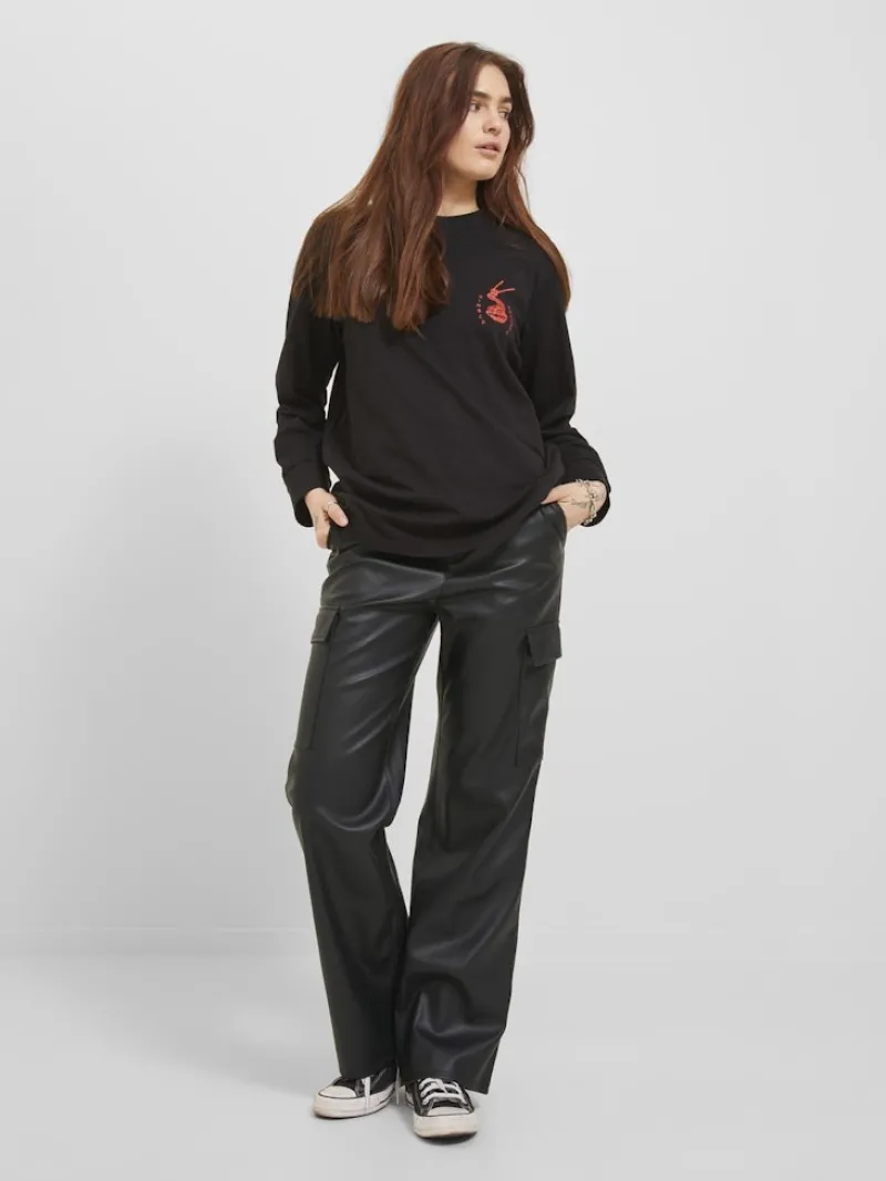 JJXX Hosen*JXKENYA FAUX LEATHER CARGO PANTS Black