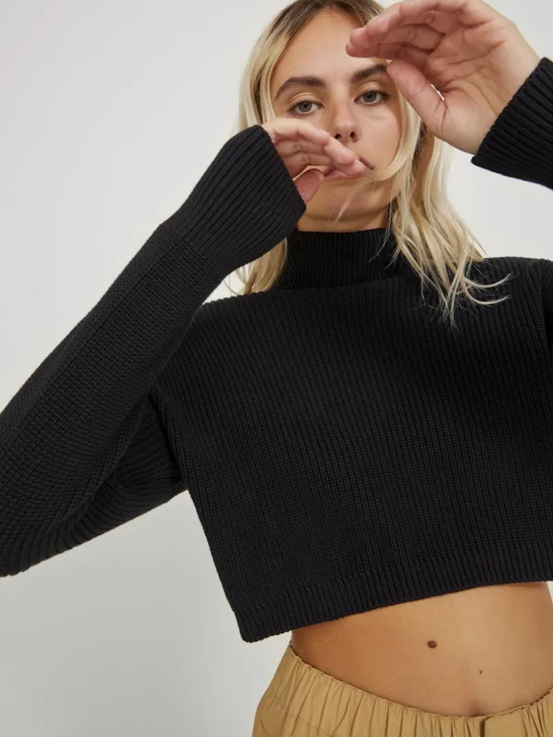 JJXX Pullover & Sweatshirts*JXLIV TWIST CROP HIGH NECK KNIT Black