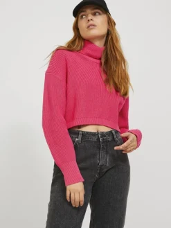 JJXX Pullover & Sweatshirts*JXLIV TWIST CROP HIGH NECK KNIT Raspberry Sorbet