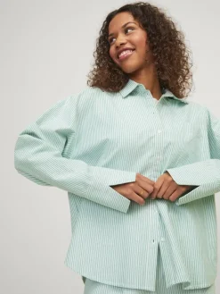 JJXX Blusen*JXSIVA OXFORD LS SHIRT WVN Grayed Jade