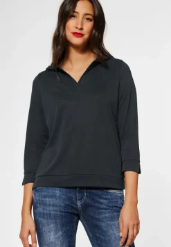 Street One Shirts*Kapuzenshirt in Seidenoptik Black