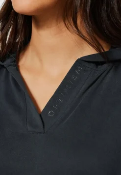 Street One Shirts*Kapuzenshirt in Seidenoptik Black