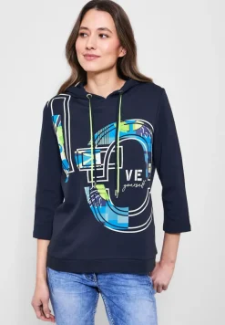 Cecil Pullover & Sweatshirts*Kapuzenshirt mit Frontprint deep blue