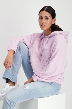 Monari Pullover & Sweatshirts*Kapuzenshirt mit Stoffbuchstaben lavender rose