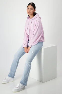 Monari Pullover & Sweatshirts*Kapuzenshirt mit Stoffbuchstaben lavender rose