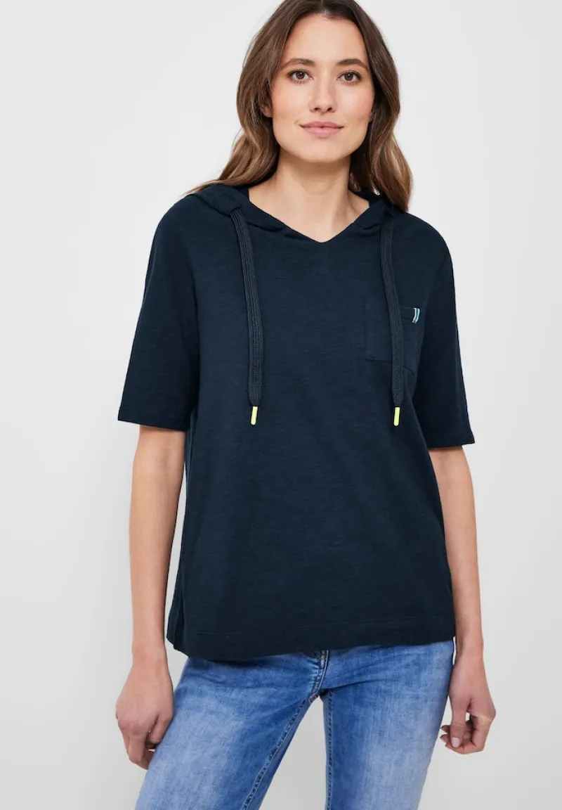 Cecil Shirts*Kapuzenshirt mit Struktur deep blue